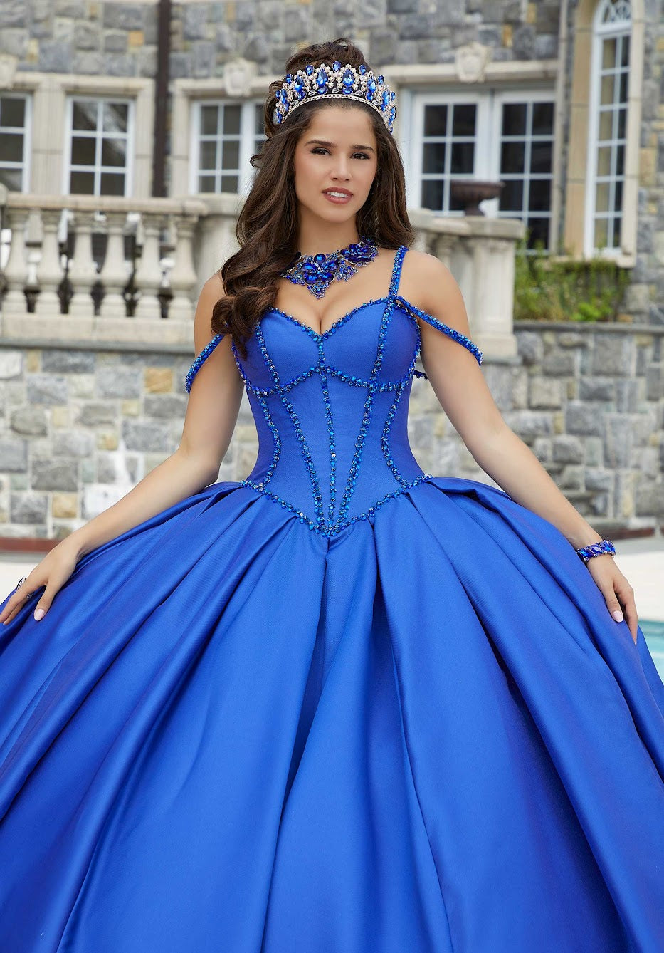 11301 | Box-Pleated Satin Quinceañera Dress