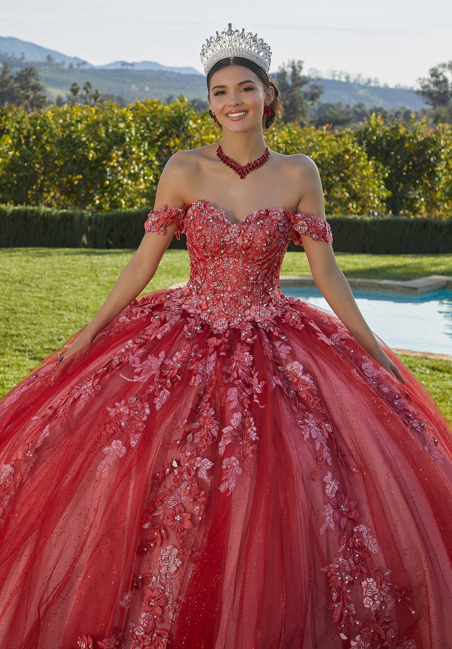 11744 | Crystal Beaded Glitter Embroidery Quinceanera Dress