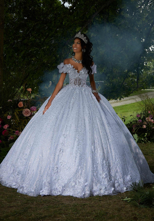 11890 | Three-Dimensional Floral Embroidered Quinceanera Dress
