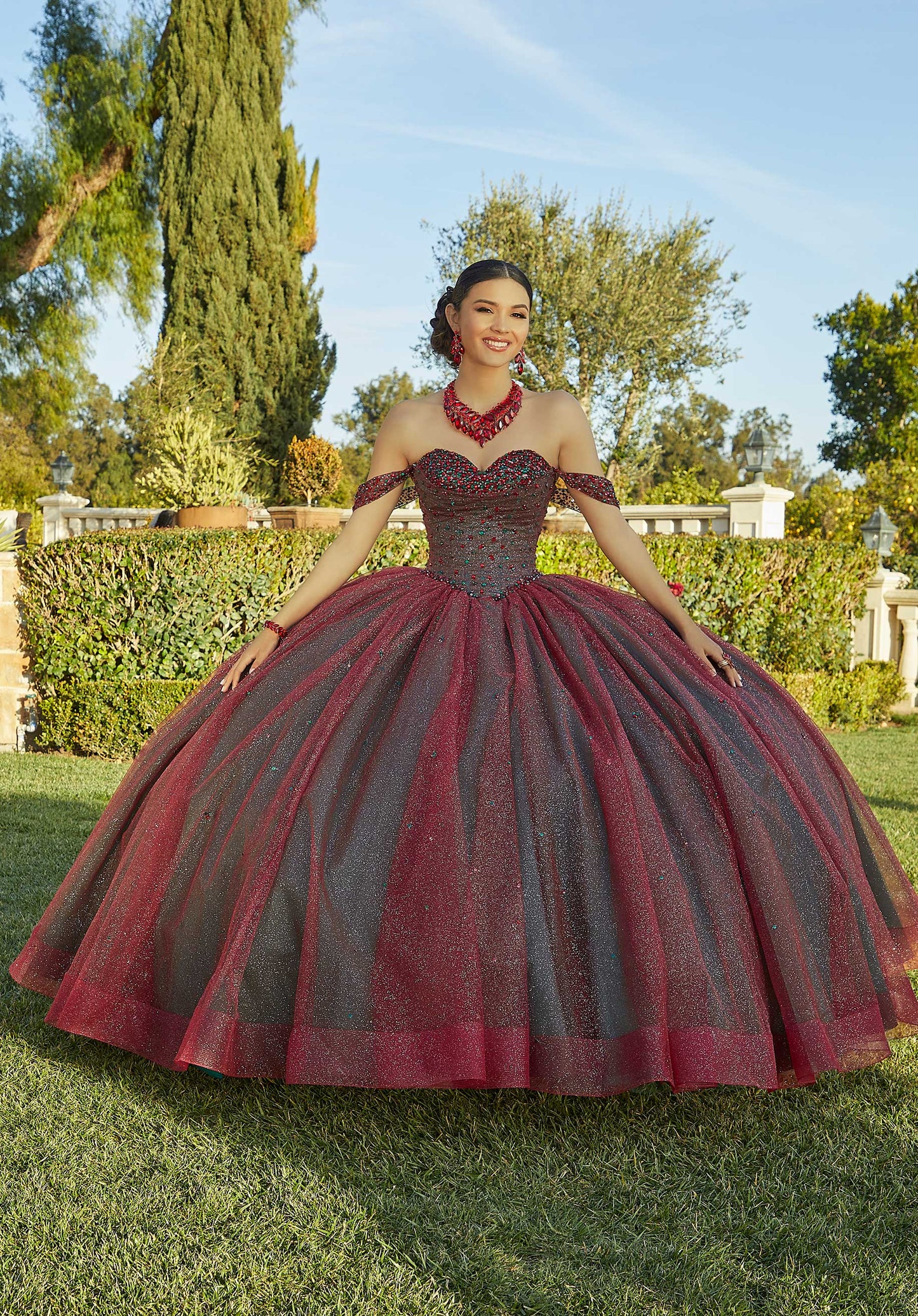 11740 | Jeweled Beading on a Layered Tulle Quinceanera Dress