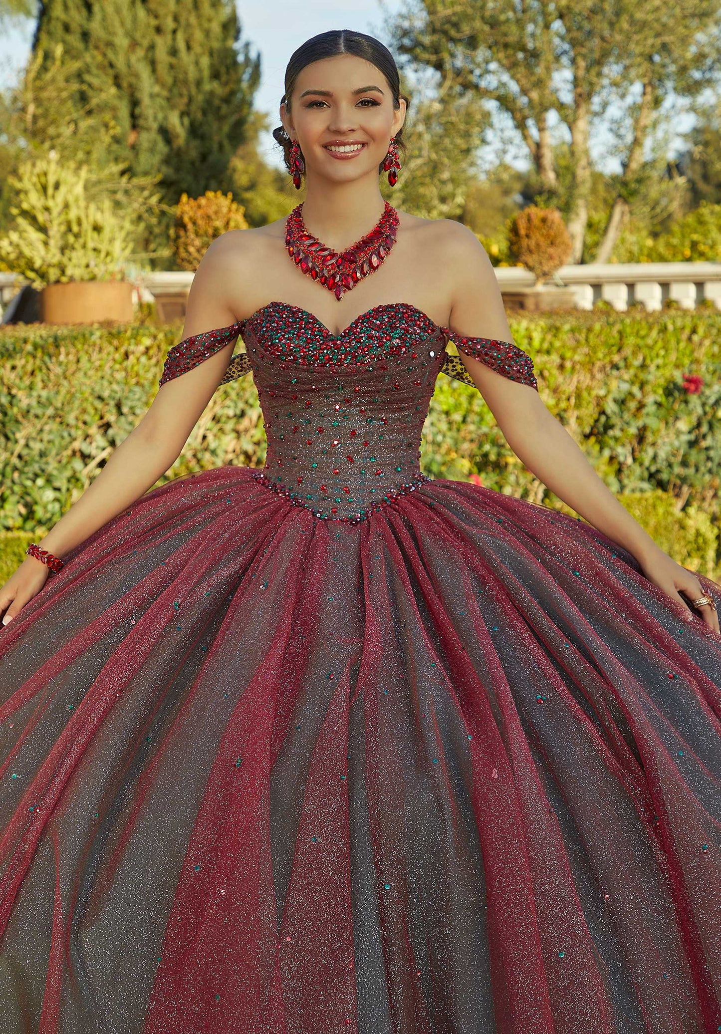 11740 | Jeweled Beading on a Layered Tulle Quinceanera Dress