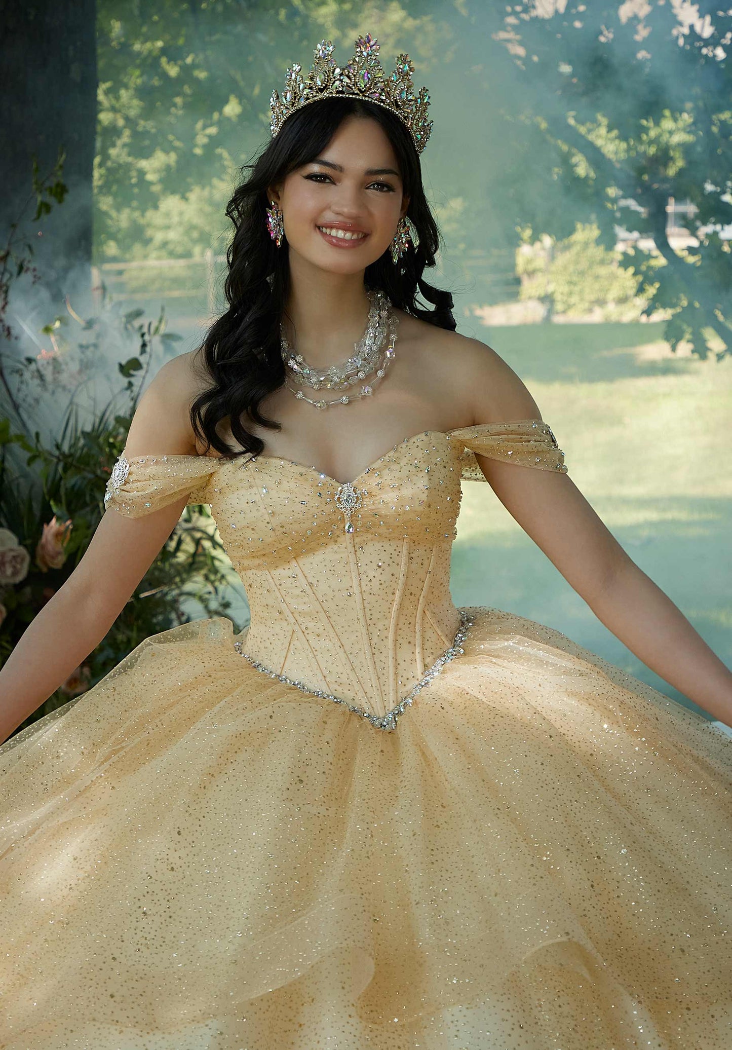 11884 | Rhinestone and Crystal Beaded Quinceanera Dress