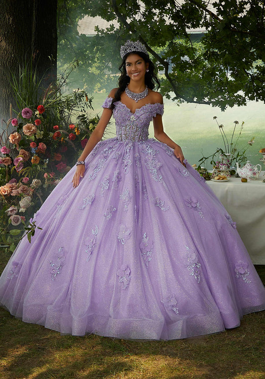 11886 | Three-Dimensional Floral Embroidered Quinceanera Dress