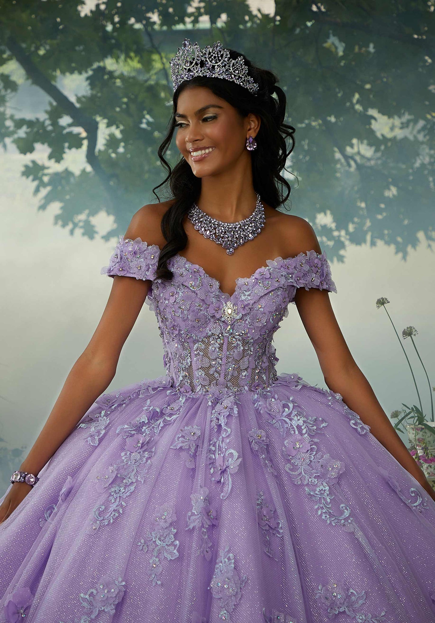 11866 | Three-Dimensional Floral Embroidery Quinceanera Dress