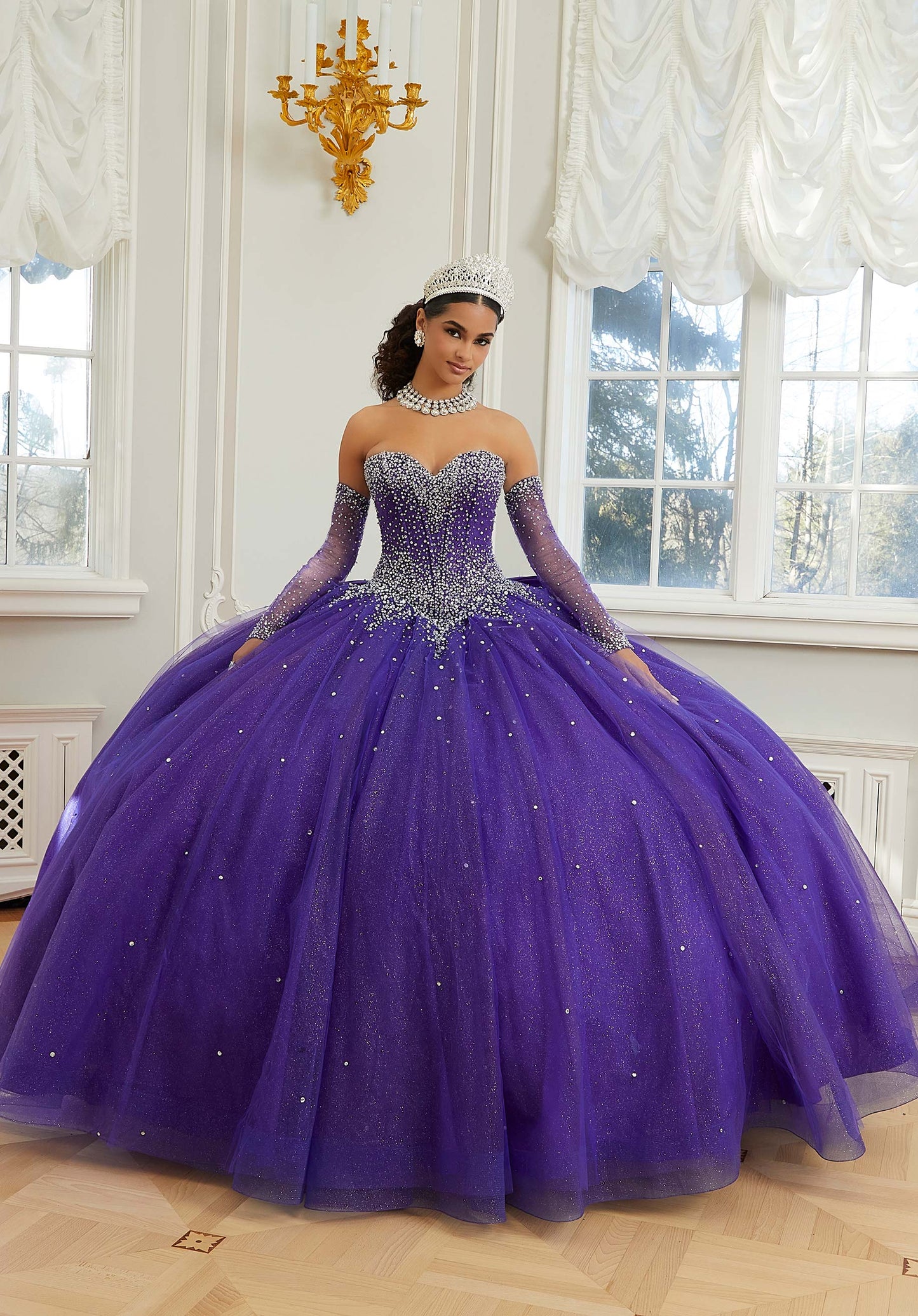 12126 | Crystal Beaded Quinceanera Dress