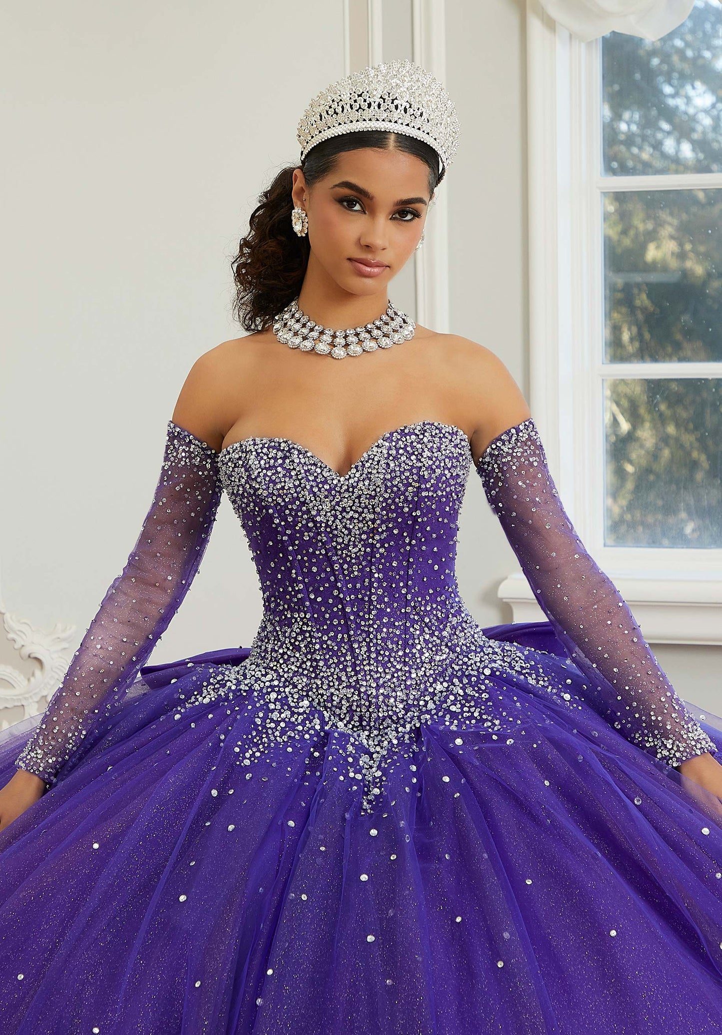 12126 | Crystal Beaded Quinceanera Dress