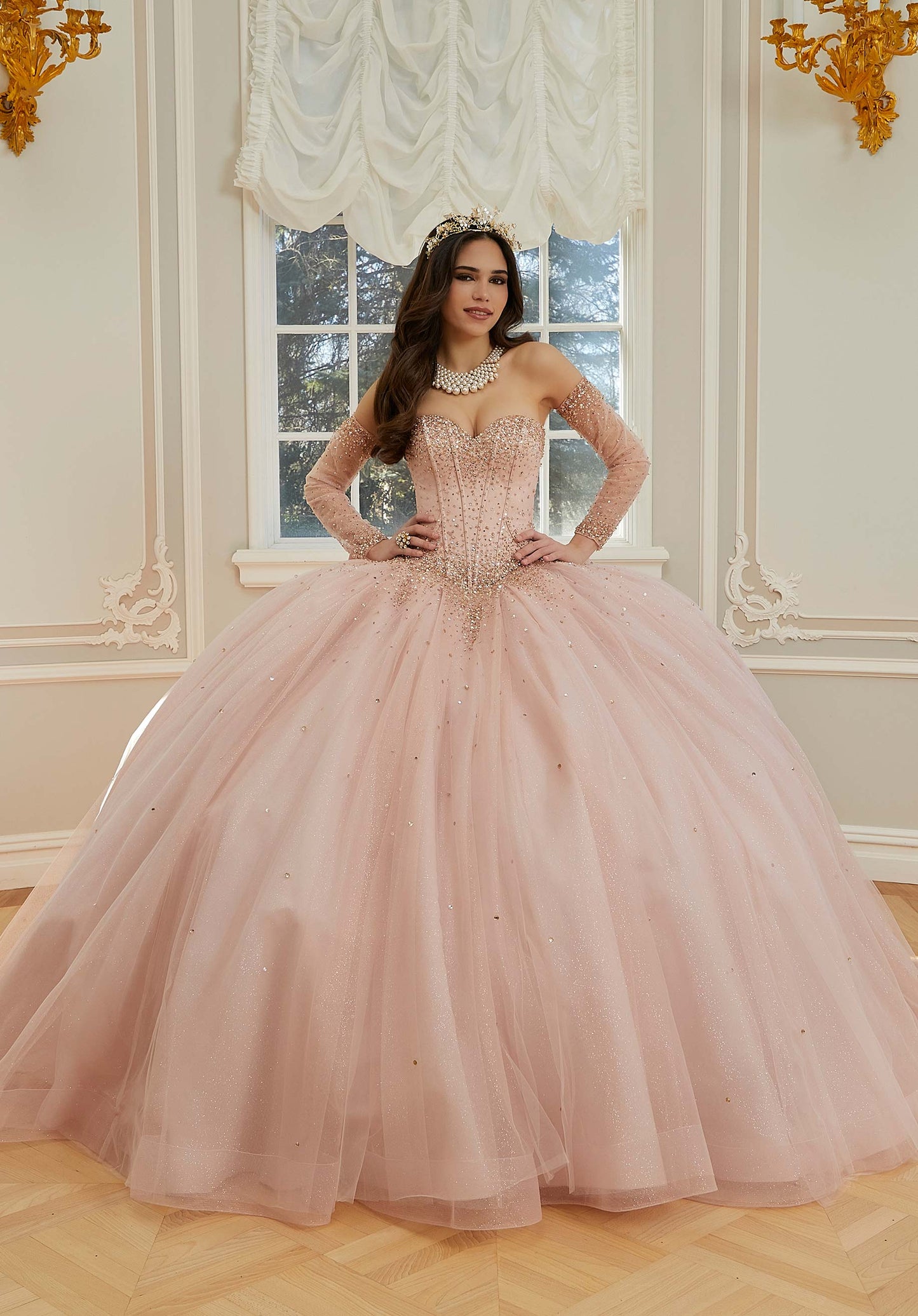 12126 | Crystal Beaded Quinceanera Dress