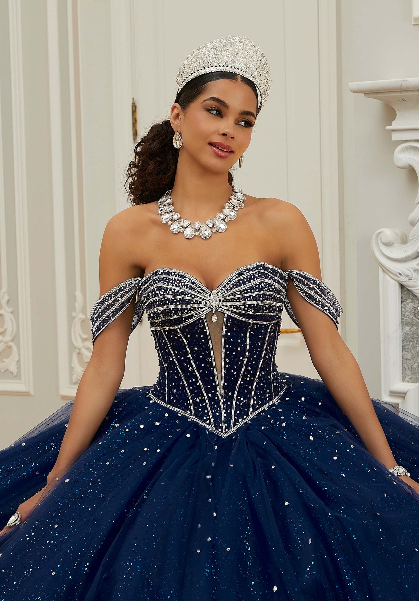 12129 | Crystal Beaded Quinceanera Dress