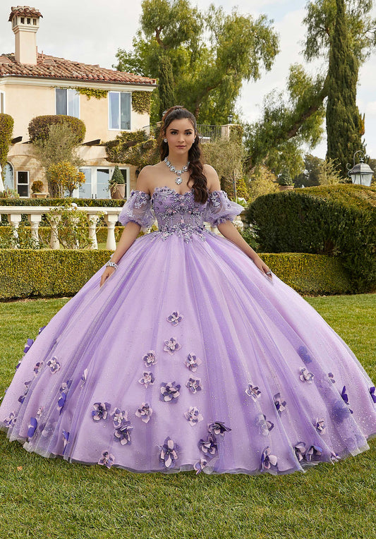 11719 | Crystal Beaded, Three-Dimensional Floral Quinceanera Dress