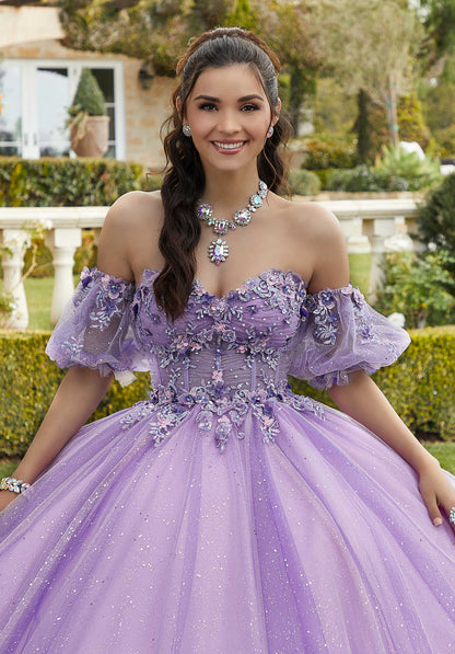 11719 | Crystal Beaded, Three-Dimensional Floral Quinceanera Dress