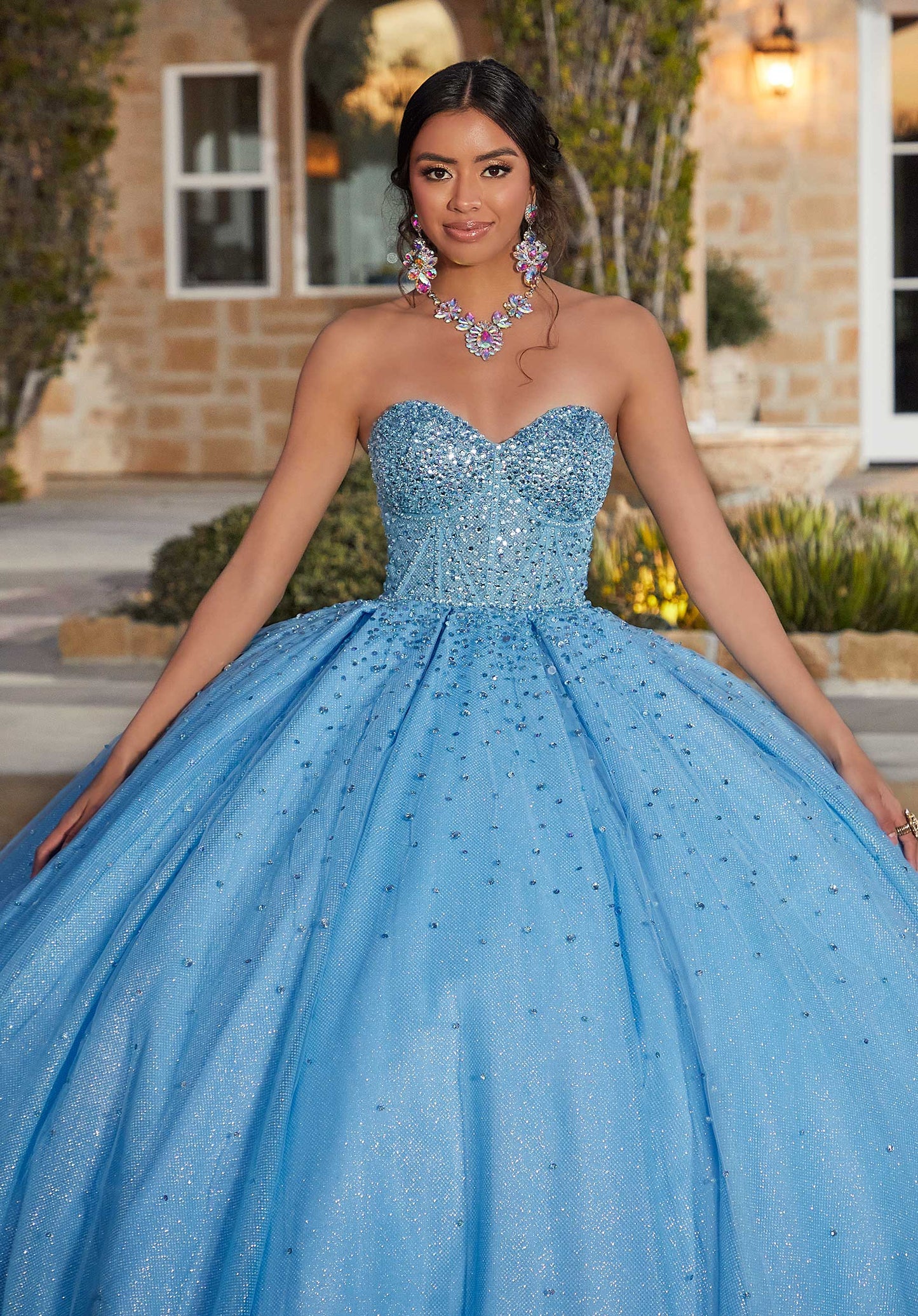 11724 | Jeweled Beading on a Tulle Over Quinceanera Dress