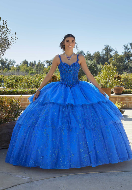 11726 | Crystal Beaded Lace Appliqués Quinceanera Dress