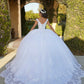 11730 | Three-Dimensional Floral Lace Appliqués with Crystal Beading Quinceanera Dress