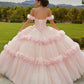 11731 | Crystal Beaded, Floral Embroidery on Chantilly Lace Bodice Quinceanera Dress