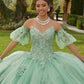 11732 | Rhinestone and Crystal Beaded Glitter Lace Quinceanera Dress