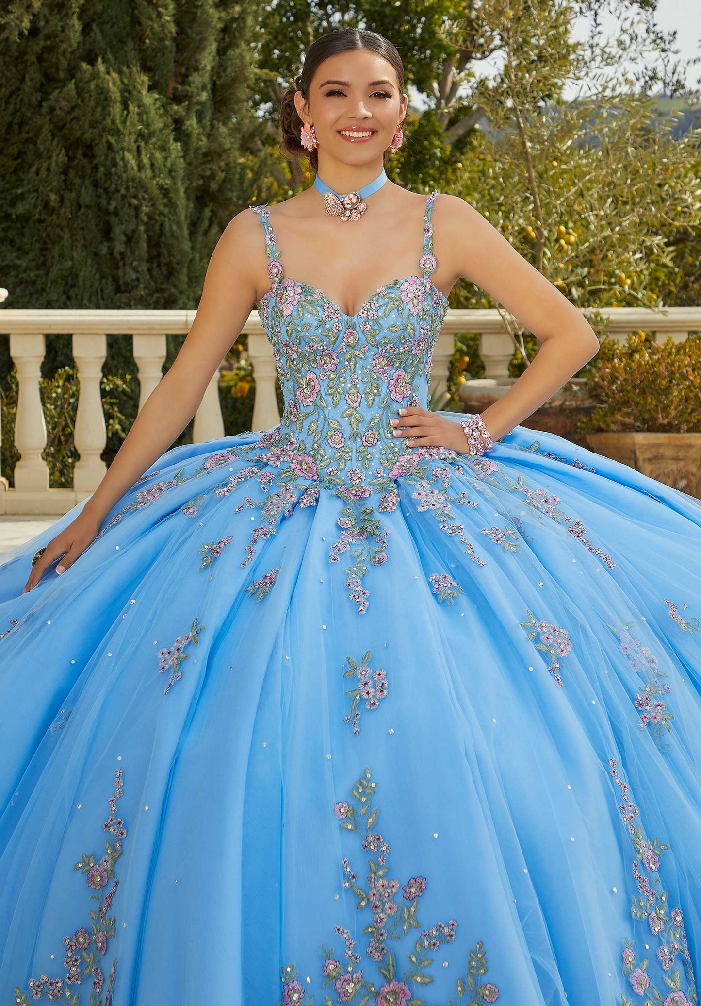 11733 | Crystal Beaded Contrasting Embroidery Quinceanera Dress