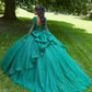 11864 | Crystal Beaded Embroidery with Rhinestone Trim Quinceanera Dress