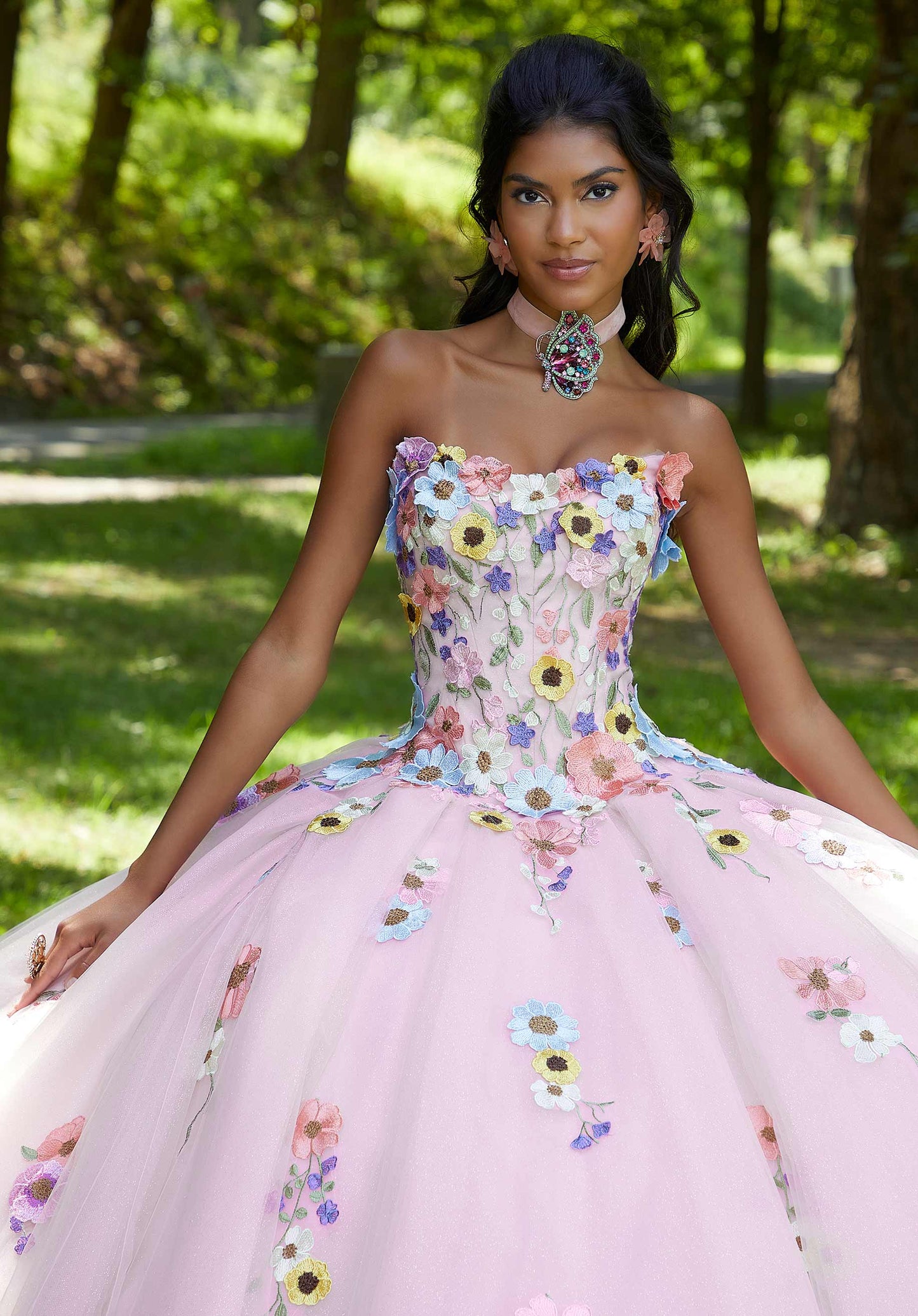 11867 | Three-Dimensional Floral Embroidery Quinceanera Dress