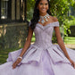 11868 | Rhinestone and Crystal Beading on a Textured Glitter Net Quinceanera Dress