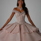 11868 | Rhinestone and Crystal Beading on a Textured Glitter Net Quinceanera Dress