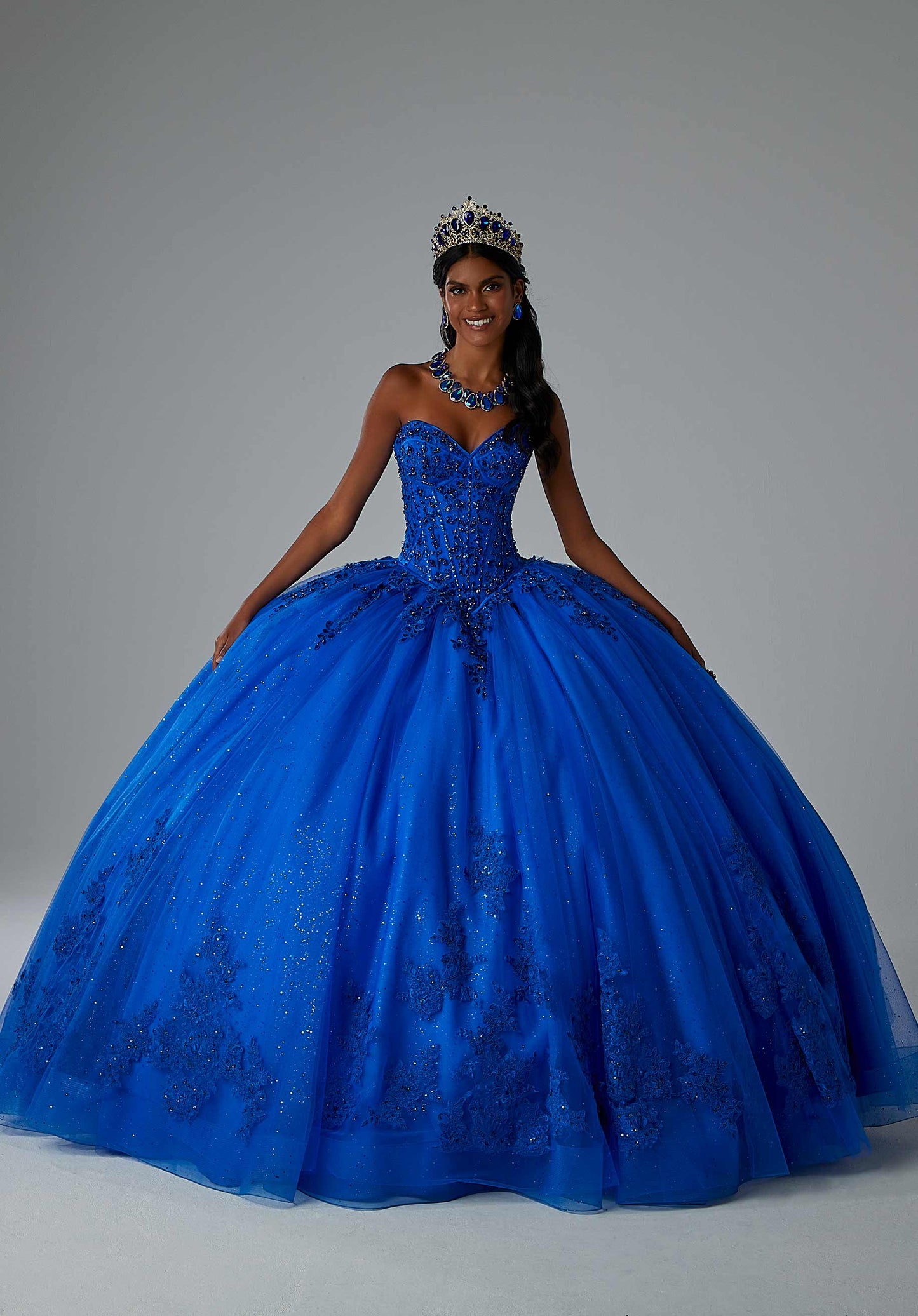 11872 | Crystal Beaded Lace Quinceanera Dress