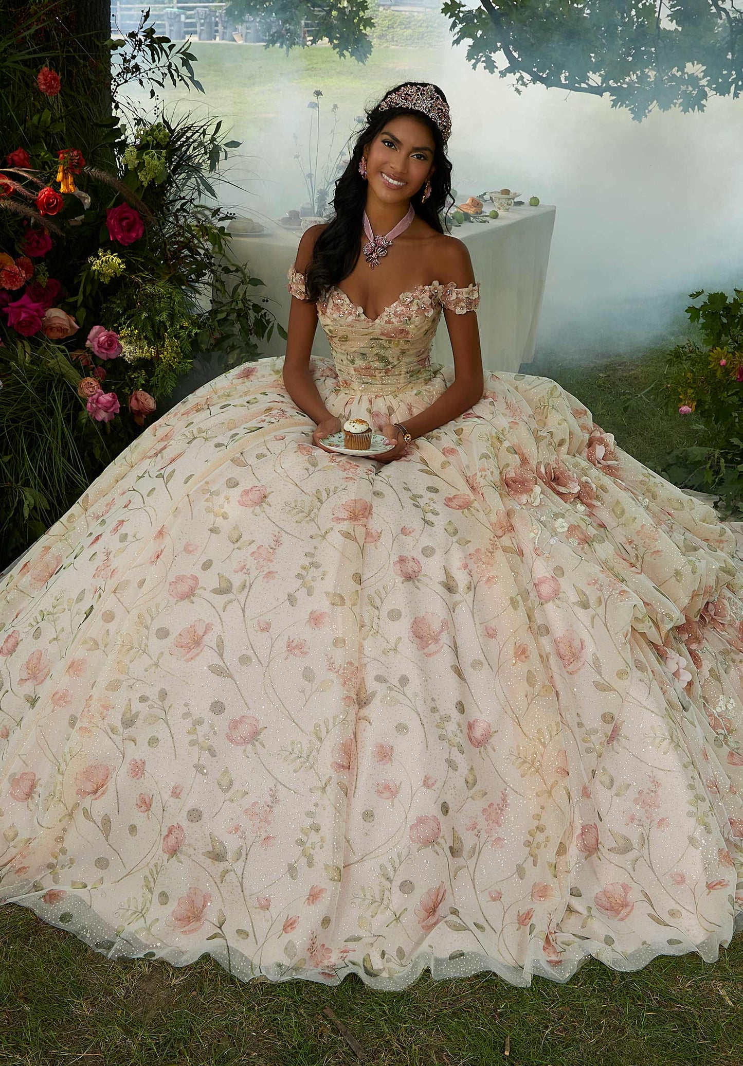 11878 | Three-Dimensional Floral Embroidered Quinceanera Dress