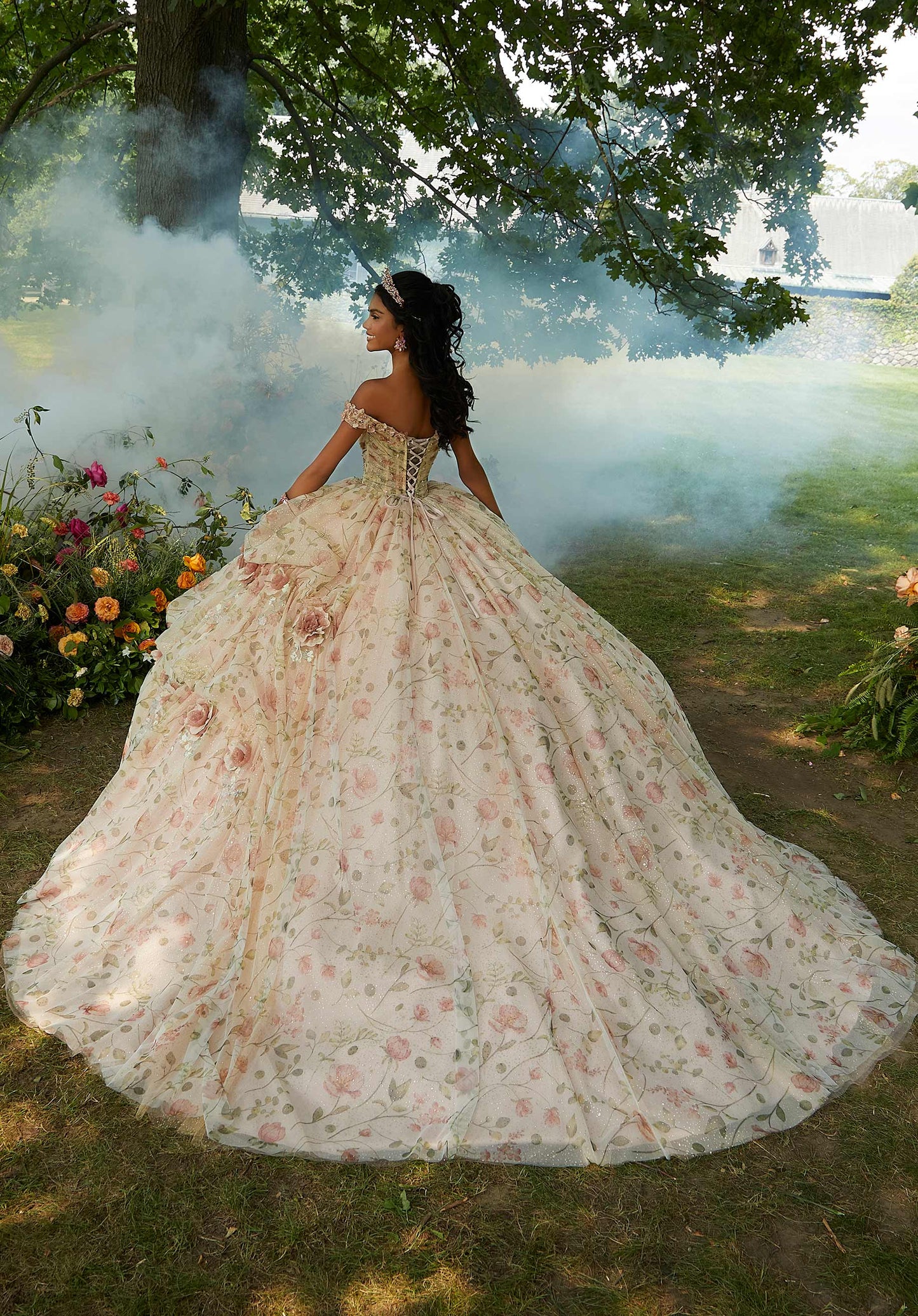 11878 | Three-Dimensional Floral Embroidered Quinceanera Dress