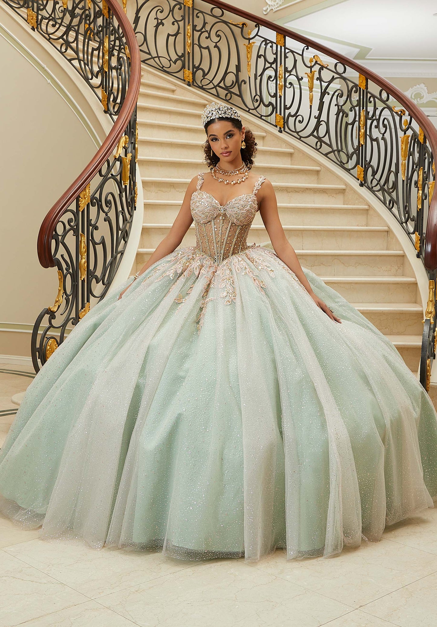 12104| Diamante Quinceañera Dress