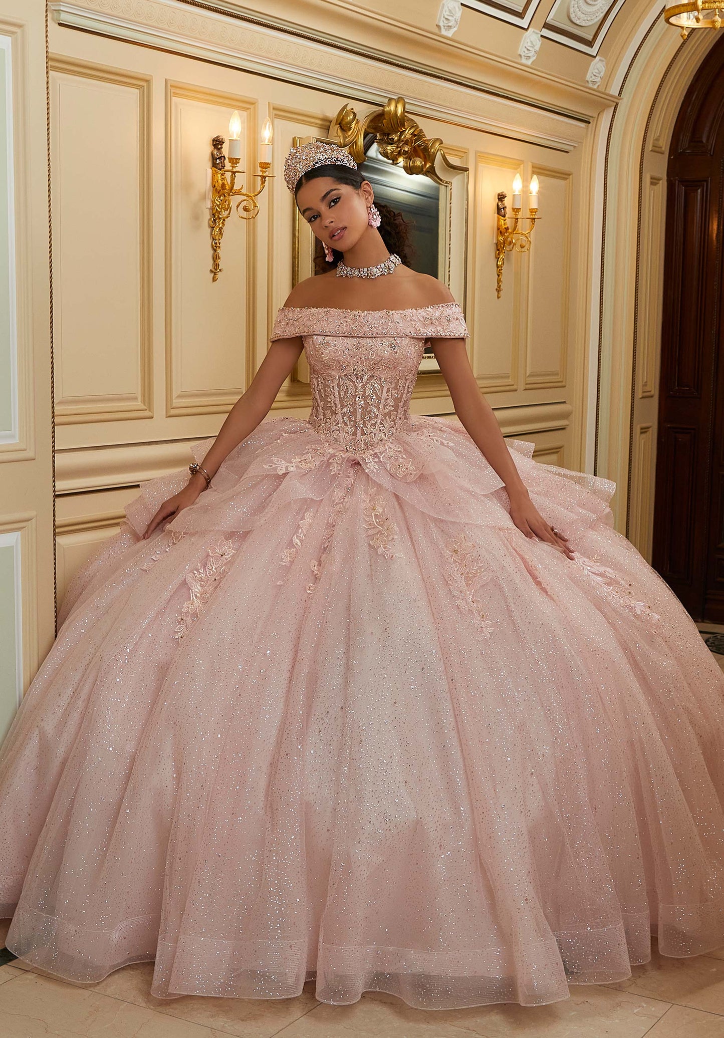 12120 | Diamante and Crystal Beaded Quinceanera Dress