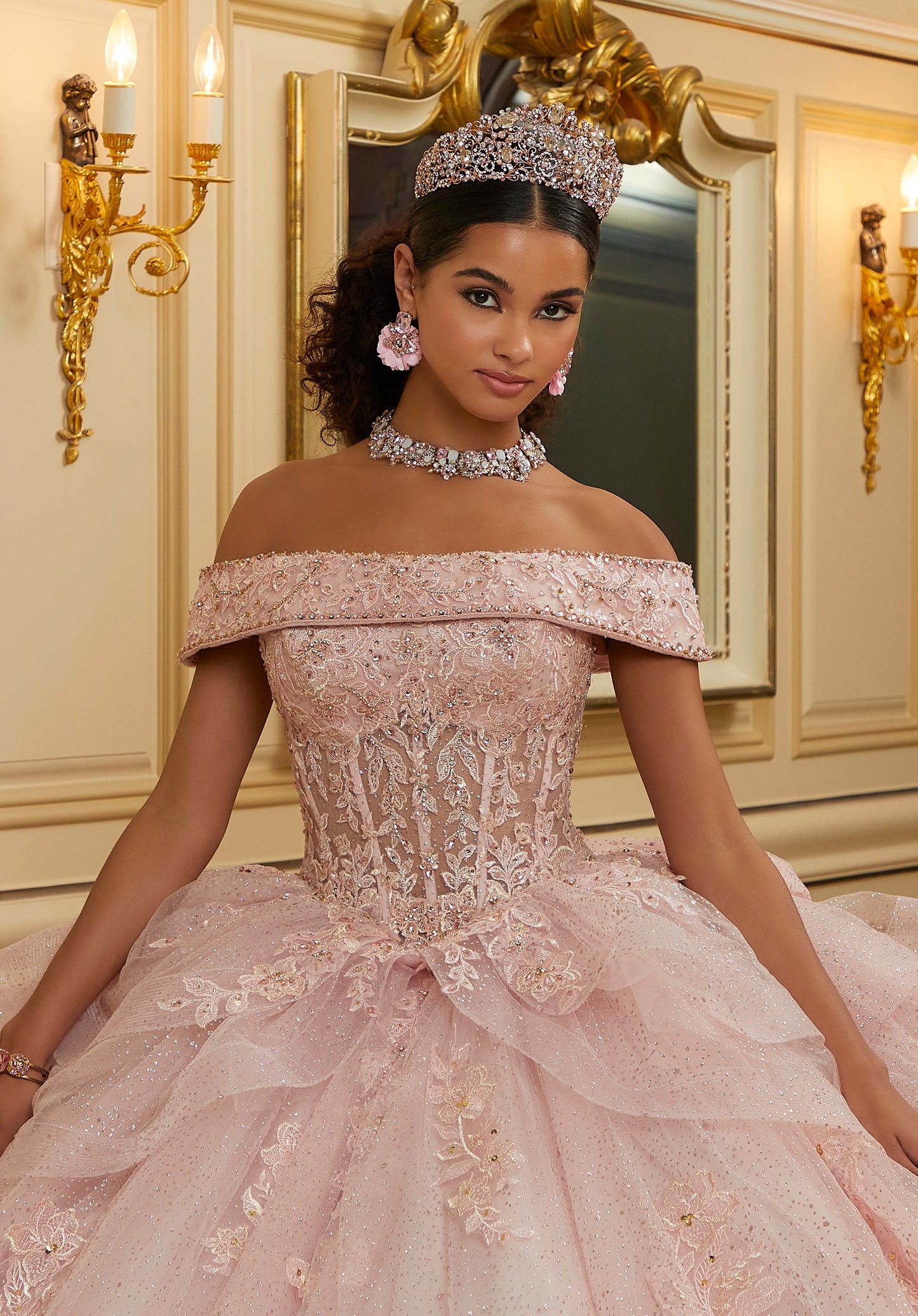 12120 | Diamante and Crystal Beaded Quinceanera Dress