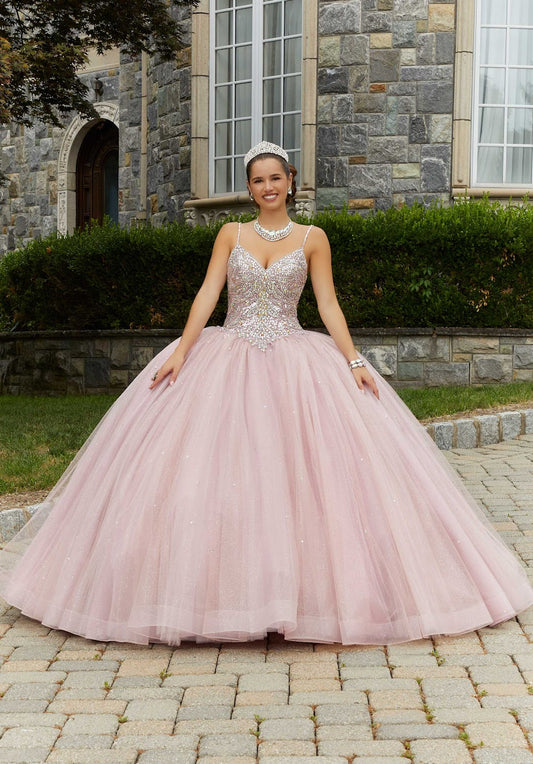 11300 | Rhinestone and Crystal Beaded Quinceañera Dress with Bow