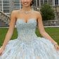 11321 | Floral Glitter and Feather Quinceañera Dress