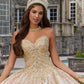 11278 | Patterned Glitter Quinceañera Dress with Chandelier Beading