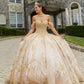 11278 | Patterned Glitter Quinceañera Dress with Chandelier Beading