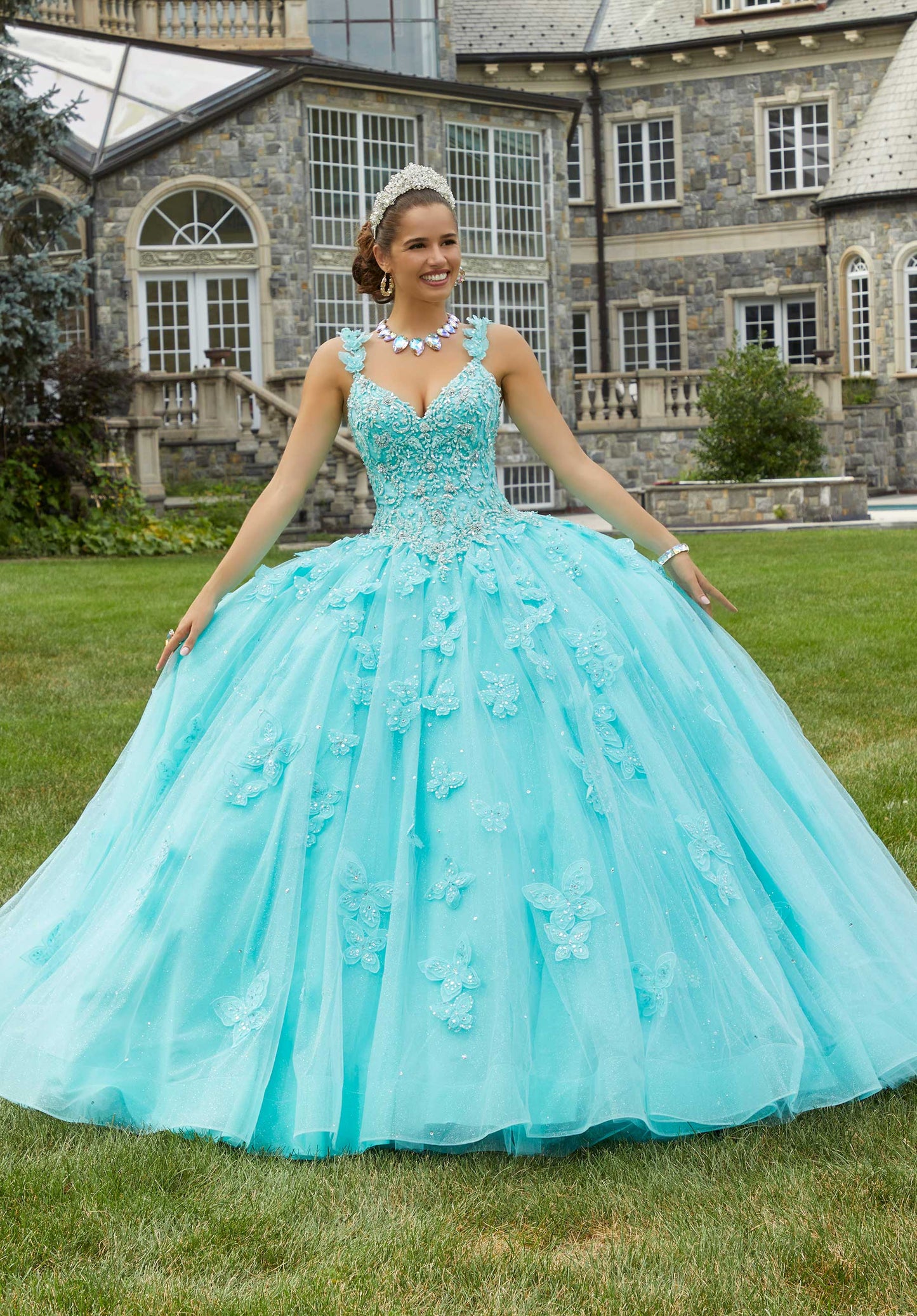 11277 | Three-Dimensional Butterfly and Embroidered Quinceañera Dress