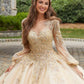 11296 | Crystal Beaded Lace Quinceañera Dress with Keyhole Back