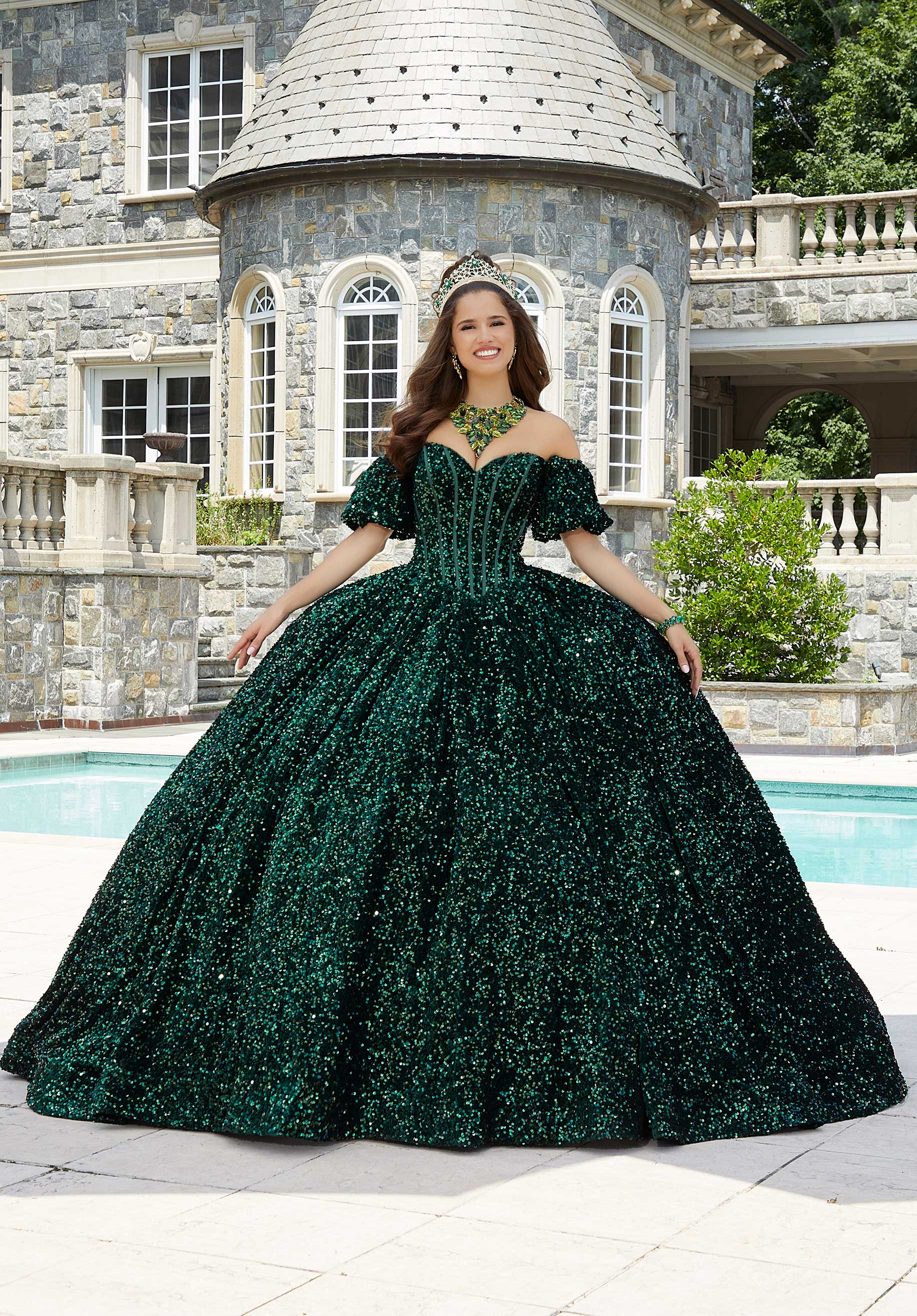 11285 | Allover Sequin Corset Quinceañera Dress – Princess Paradise