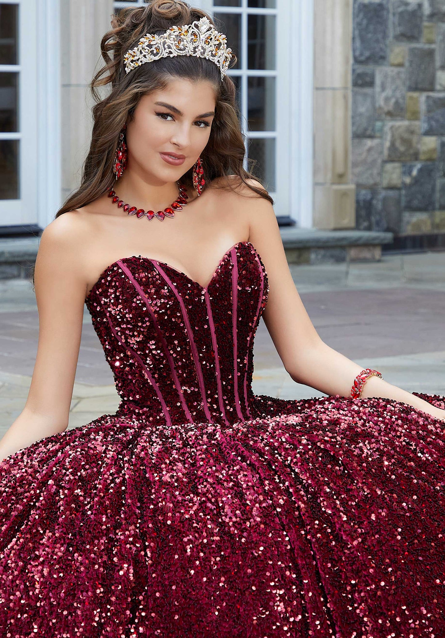 11285 | Allover Sequin Corset Quinceañera Dress