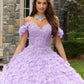 11282 | Crystal Beaded Lace Quinceañera Dress with Floral Skirt