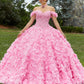 11282 | Crystal Beaded Lace Quinceañera Dress with Floral Skirt