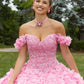 11282 | Crystal Beaded Lace Quinceañera Dress with Floral Skirt