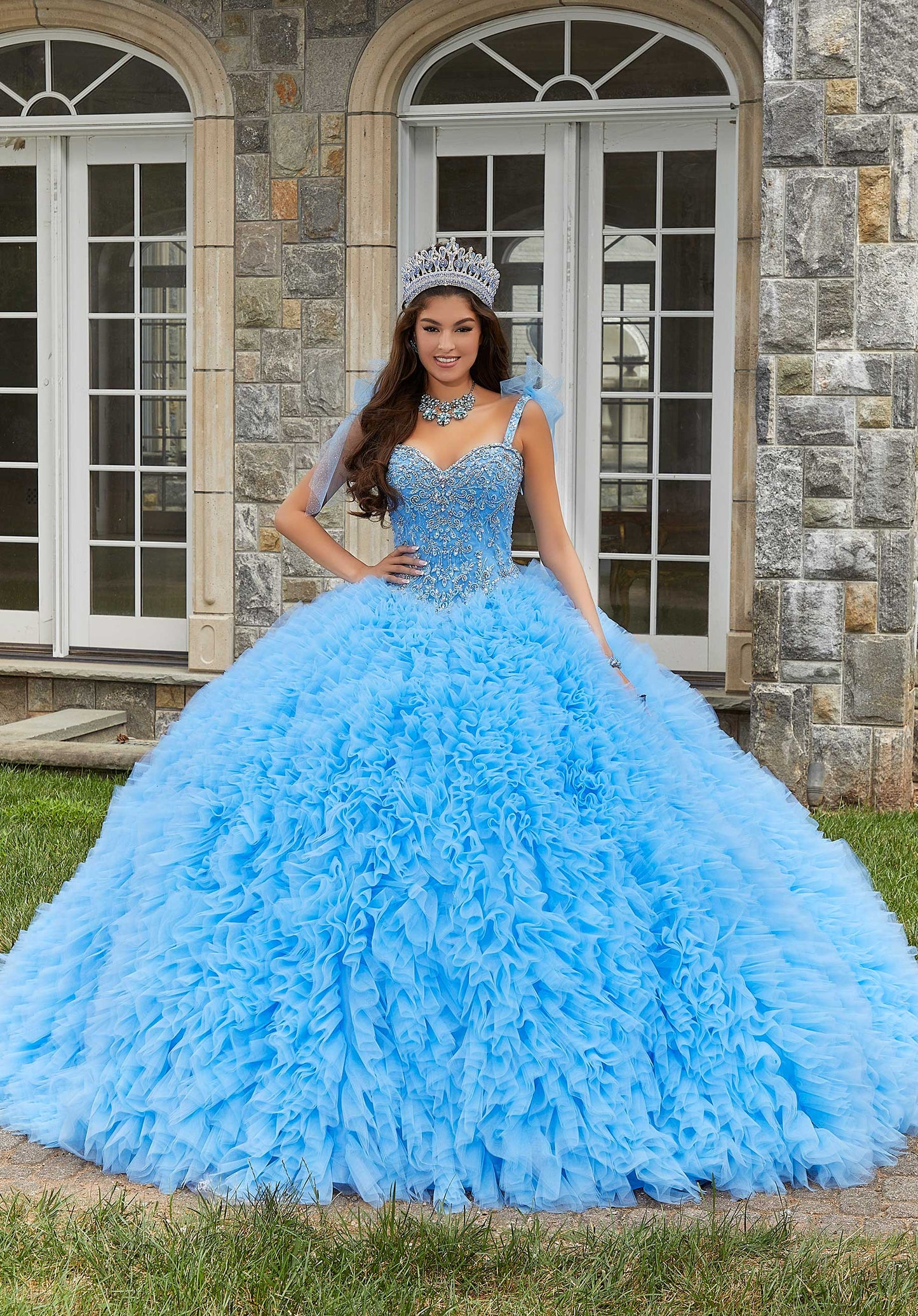 11293 | Crystal Beaded Ruffled Quinceañera Dress