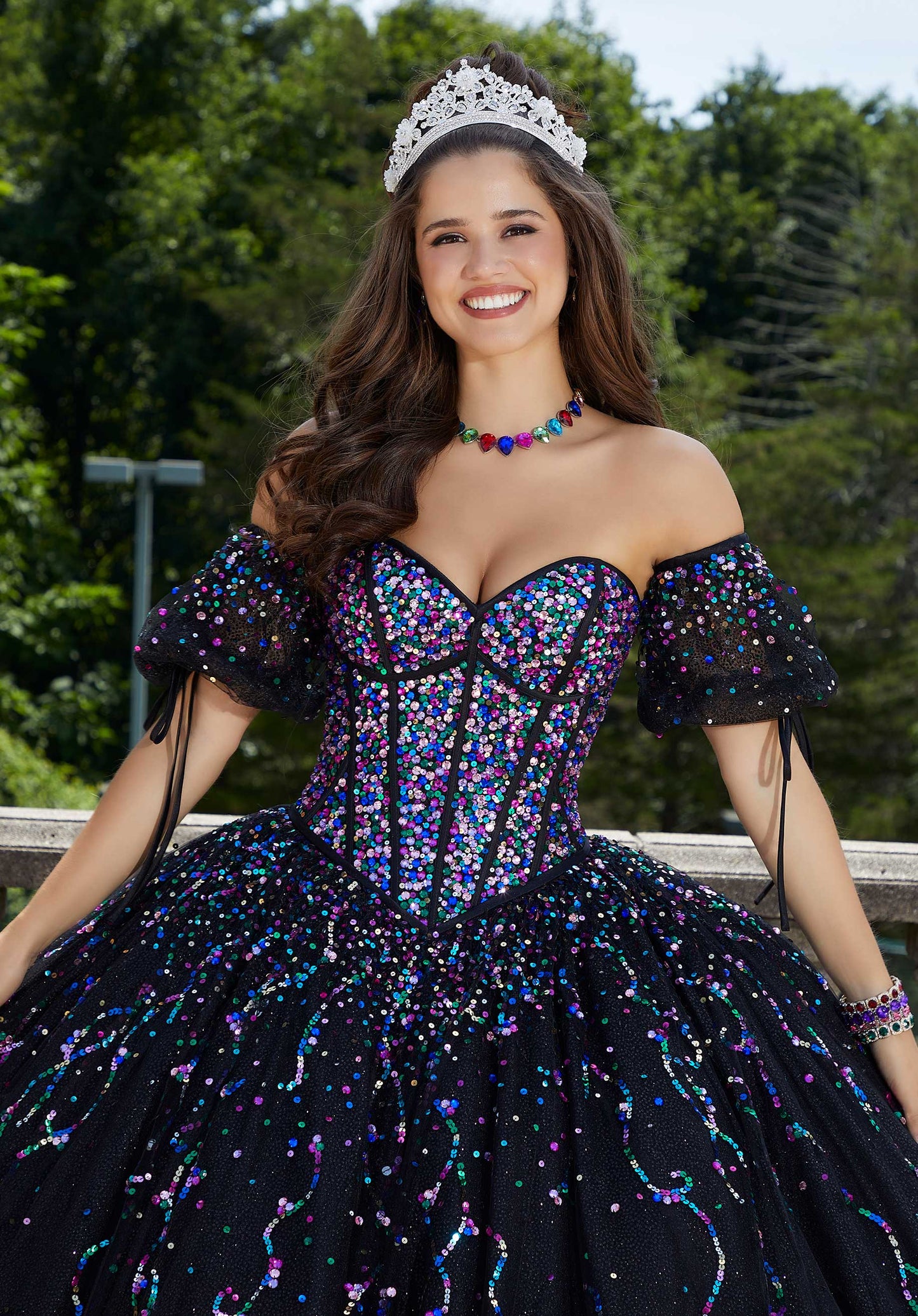 11319 | Confetti Beaded Glitter Tulle Quinceañera Dress