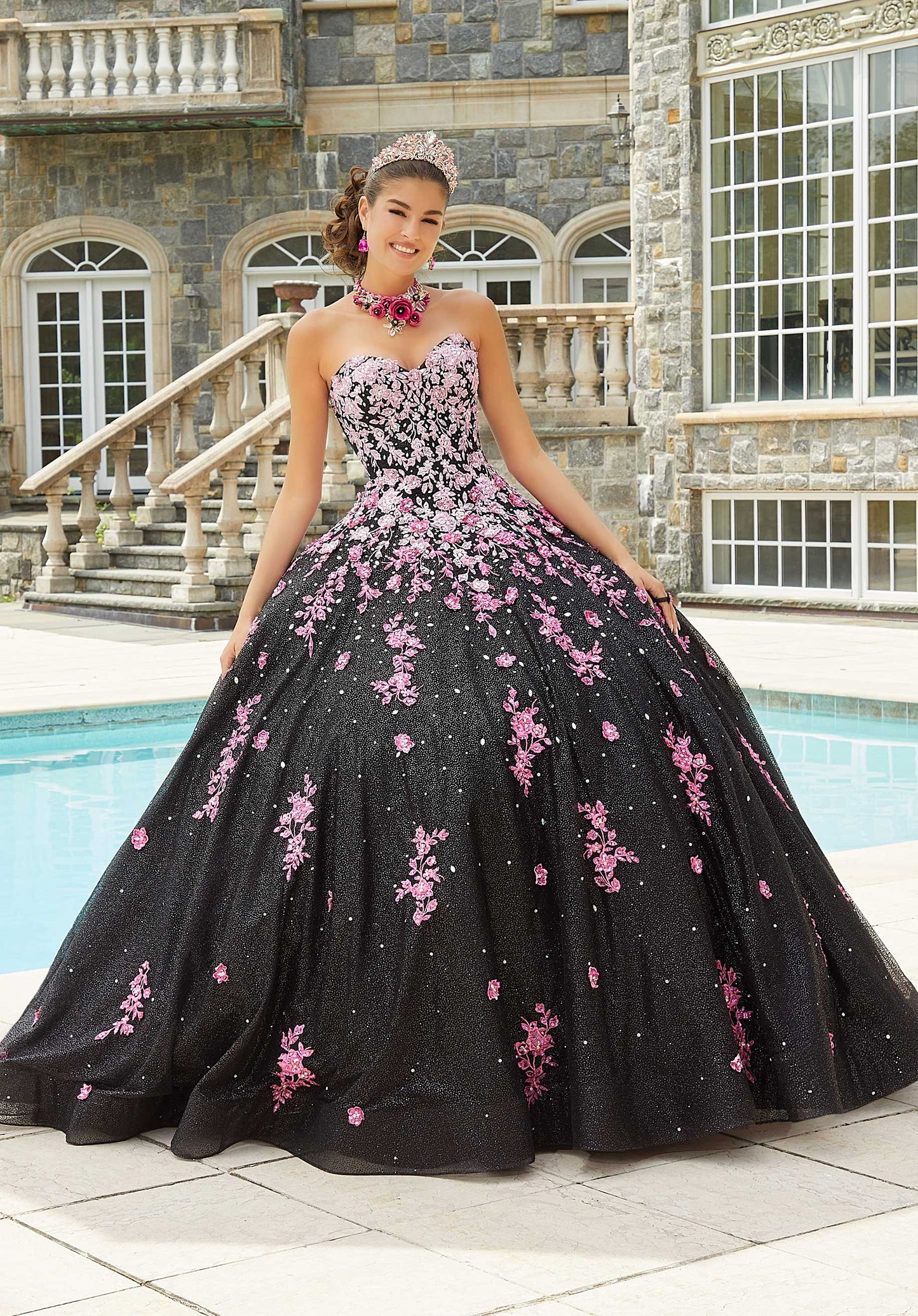 11297 | Contrasting Ombre Embroidered Quinceañera Dress
