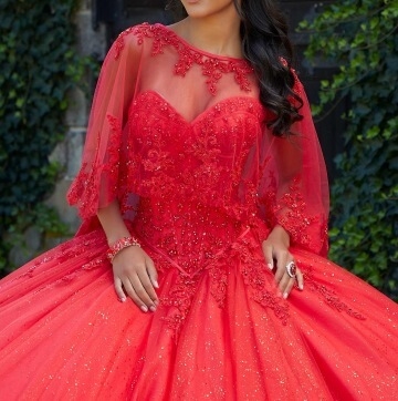 Model wearing a red gown